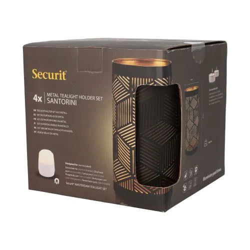 Papstar Securit® ljushållare Ø 8 cm x 15 cm svart/guld