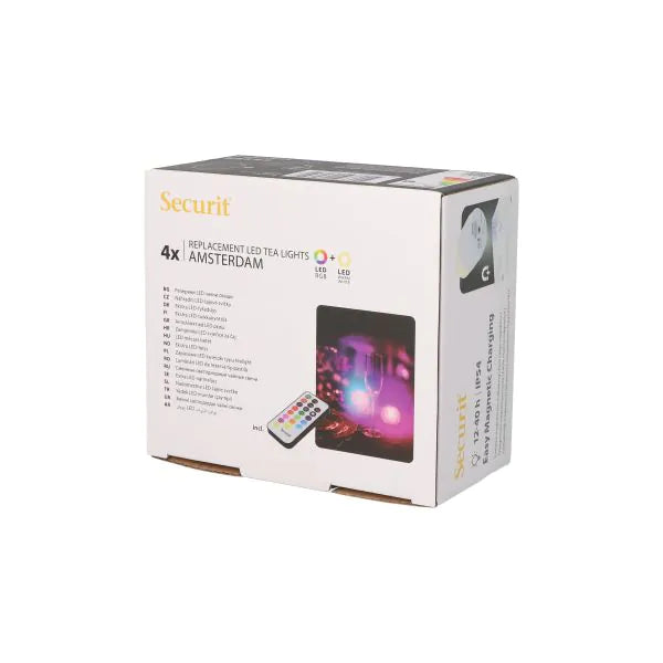 Papstar Securit® 4 LED värmeljus refill pack Ø 4 cm x 5 cm "Amsterdam" belysningstid 12-40 timmar