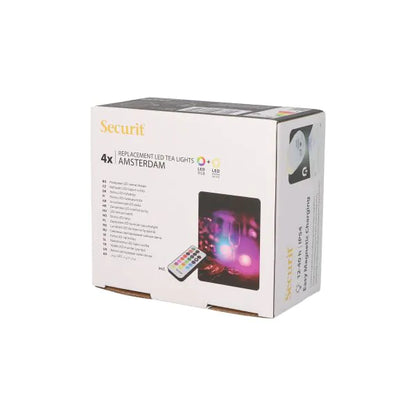 Papstar Securit® 4 LED värmeljus refill pack Ø 4 cm x 5 cm "Amsterdam" belysningstid 12-40 timmar