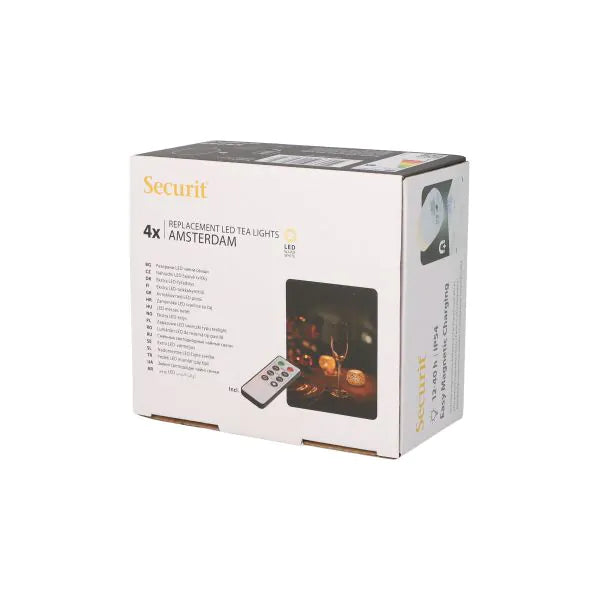 Papstar Securit® 4 LED värmeljus refill pack Ø 4 cm x 5 cm "Amsterdam" belysningstid 12-40 timmar