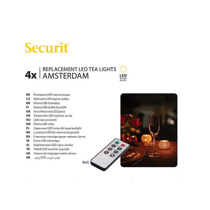 Papstar Securit® 4 LED värmeljus refill pack Ø 4 cm x 5 cm "Amsterdam" belysningstid 12-40 timmar