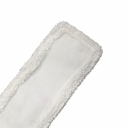 Arcora Micro Easy Db-Fc Mopp Vit Med Omslag från Arcora International GmbH är en rektangulär vit mikrofiberkudde med en mjuk, strukturerad kant och en slät mitt som visas på en enfärgad vit bakgrund.