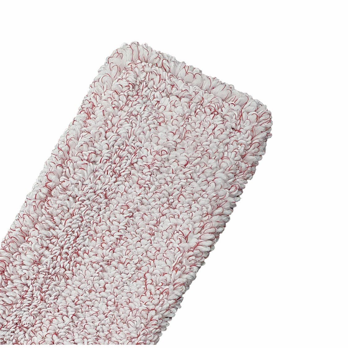 Arcora Medical Red Microfasergarn-Bezug från Arcora International GmbH är en rektangulär, vit-rosa strukturerad mopp med slingfibrer, utvecklad för hygienisk golvrengöring inom medicinska områden.