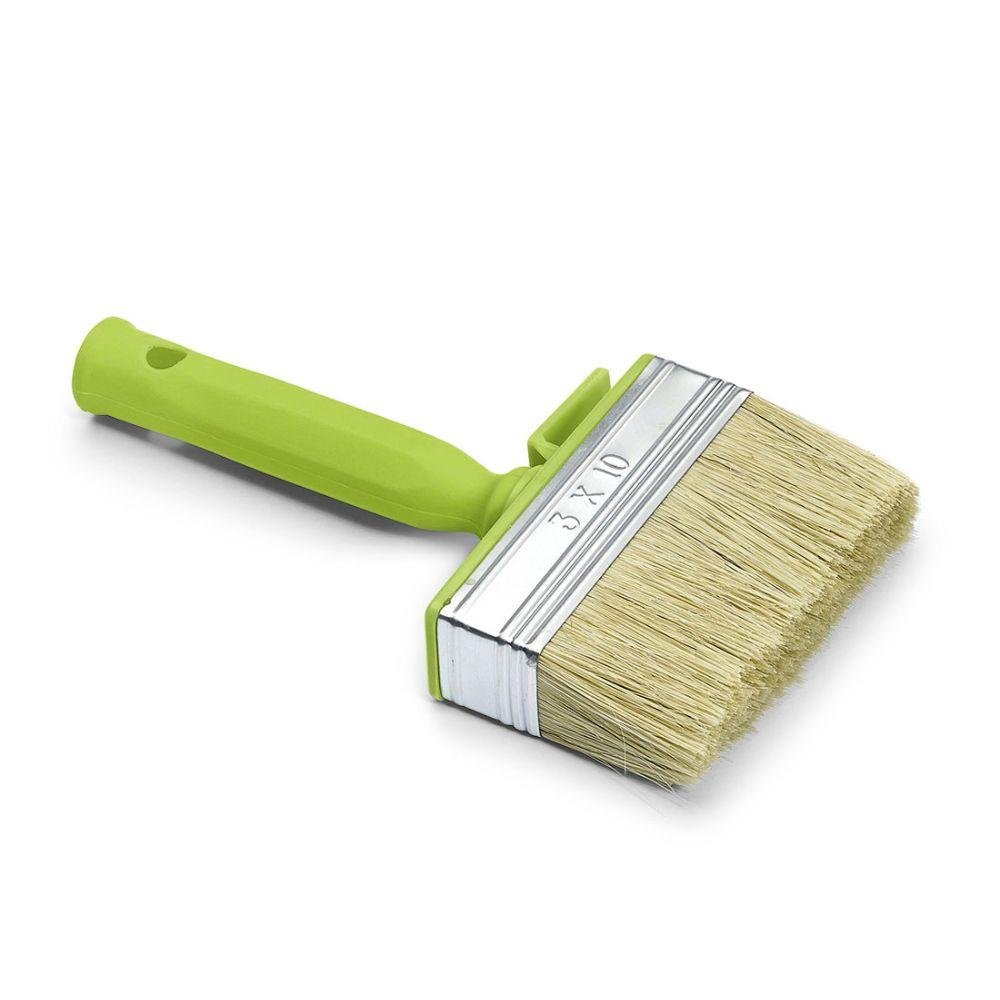 Nölle Profi Brush industriella ytspridare har en vitblecksklämma och ljusa borst. Dess lysande gröna plastgrepp med upphängningsögla möjliggör enkel förvaring. Den 3 x 10 tum stora klämman är perfekt för industriella rengöringsuppgifter.