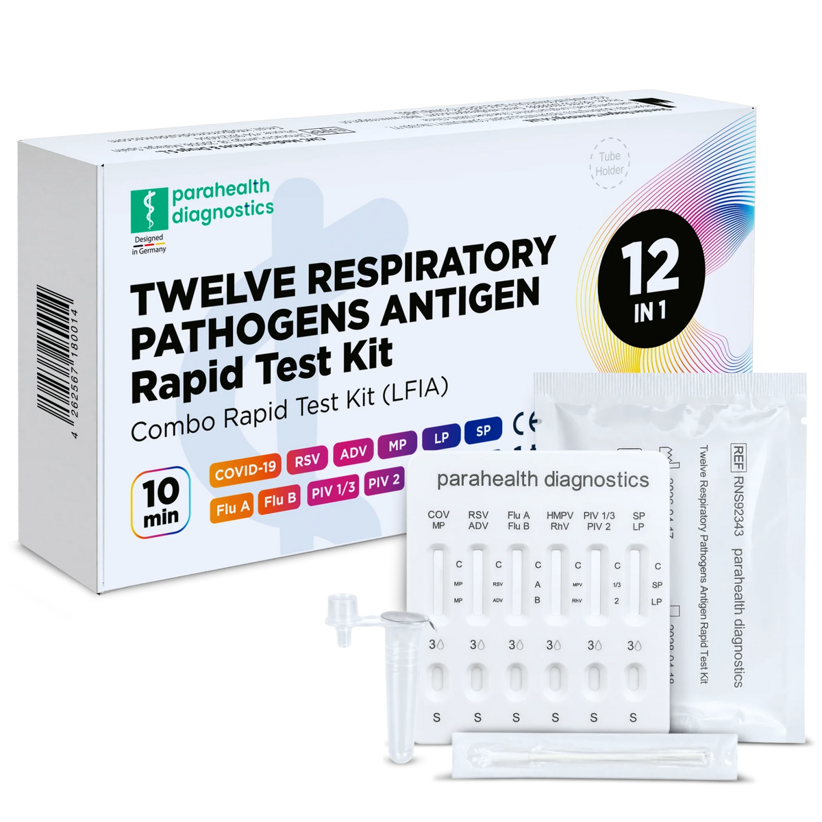 12-i-1 snabbtestset för att upptäcka antigener (COVID-19, influensa A/B, streptokocker, legionella och andra) | Förpackning (1 test)