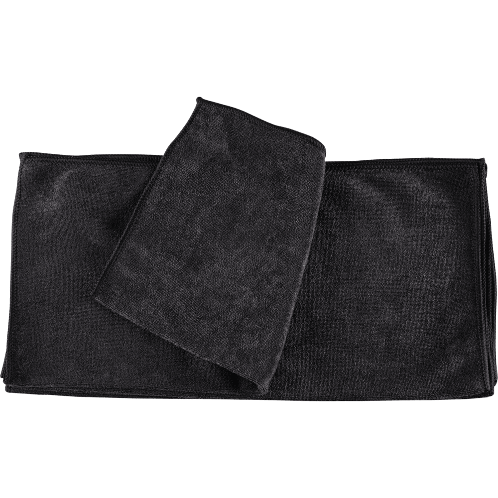 Abena Re-Seller GmbH mikrofiberduk Shiny-Stretch (40x40 cm) presenteras platt med ett vikt utsnitt, vilket framhäver den mjuka strukturen och de färdiga kanterna.