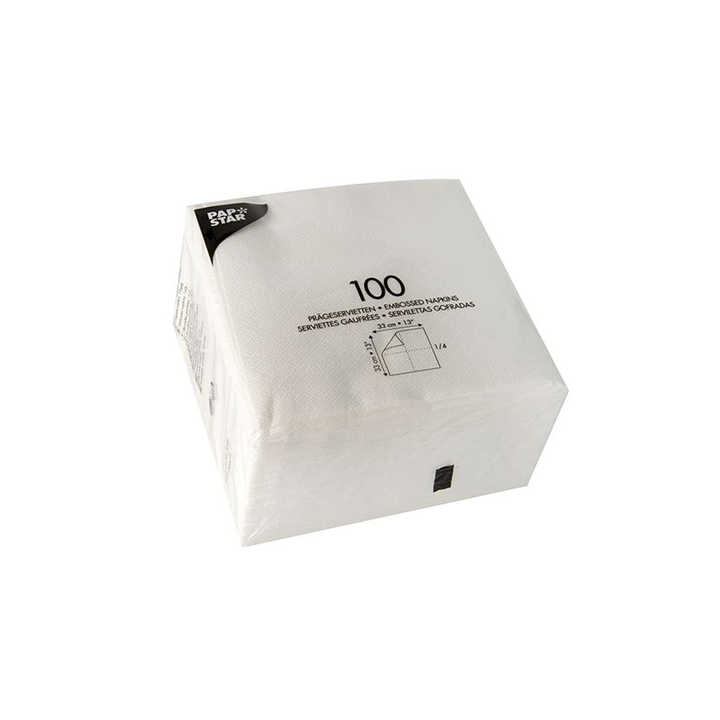 PAPSTAR Servetter 1-lager, 33x33 cm, vit - idealisk för fester; Förpackning med 1200 stycken. Från PAPSTAR GmbH.