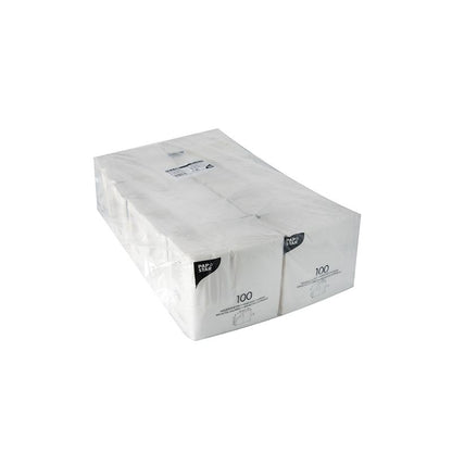 En klar förpackning PAPSTAR GmbH 1-lagerservetter, 33x33 cm, vit, idealisk för fester. Storförpackningen (1200 stycken) är perfekt för festliga tillfällen och har märkes- och produktinformation på framsidan.