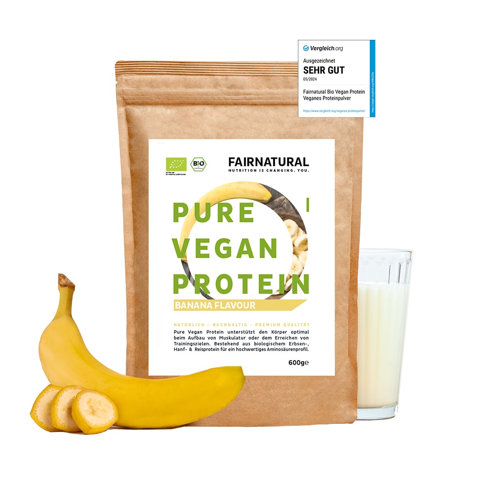 Ekologisk vegansk proteinpulver banan utan soja