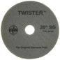 Das Twister Pad 10000 von Diversey Deutschland GmbH & Co. OHG ist ein runder, grauer Bodenpad mit mittigem Loch und Aufdruck "TWISTER 20'' SG - The Original Diamond Pad". Ideal zum Reinigen und Polieren von Hartböden.