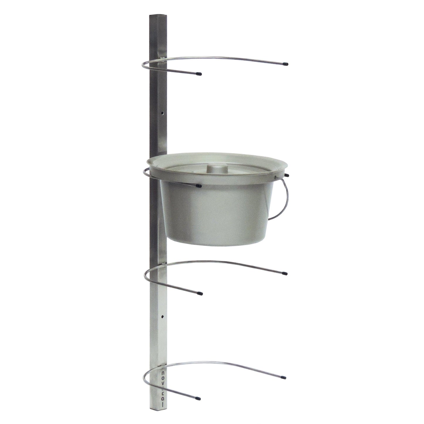 Die Novocal Toiletteneimer-Wandhalterung aus Edelstahl bietet platzsparende Aufbewahrung für bis zu 4 Toiletteneimer, wird an der Wand montiert und eignet sich für Eimer mit Henkel und Deckel. Gesamtmaße: 260 x 2, Packung (1 Stück).