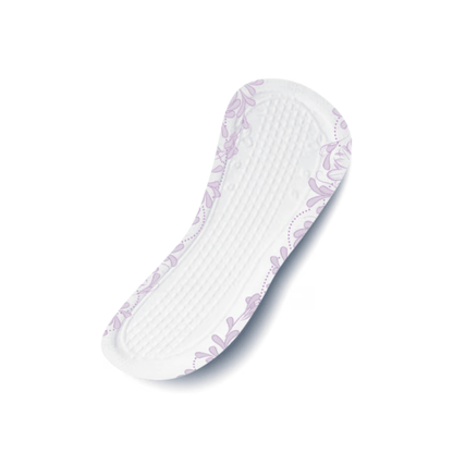 TENA Discreet Mini inkontinensskydd från Essity Deutschland GmbH har en strukturerad vit yta med ett diskret violett blommönster på kanterna och erbjuder pålitligt trefaldigt skydd vid urinläckage. Finns i ett paket med 30 stycken.