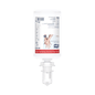 En transparent och vit flaska Tork 520202 alkoholfritt handdesinfektionsskum Premium S4 från TORK – Essity Professional Hygiene Germany GmbH. Flaskan är vänd upp och ner och försedd med en dispensermunstycke för att främja hållbar handhygien. Etiketten innehåller bruksanvisningar och produktdetaljer på flera språk.