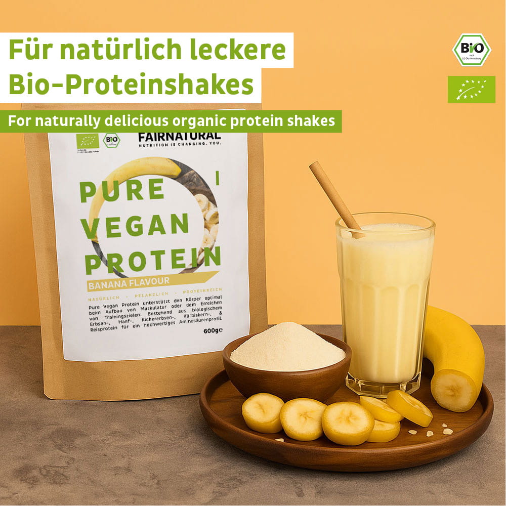 Ekologisk vegansk proteinpulver banan utan soja