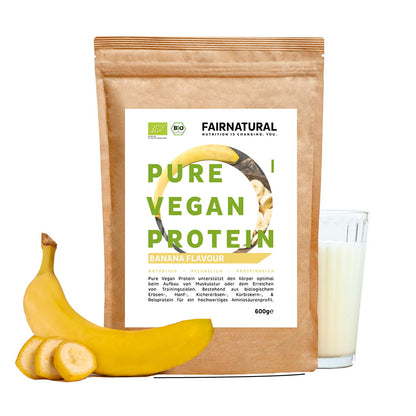 Ekologisk vegansk proteinpulver banan utan soja