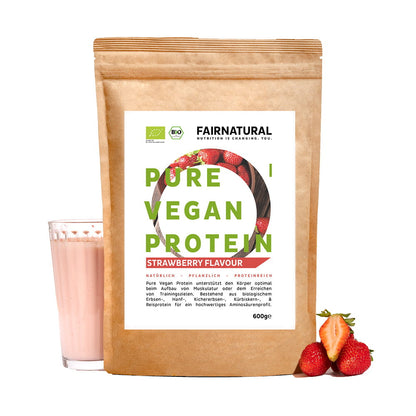 Ekologiskt veganskt proteinpulver jordgubb utan soja