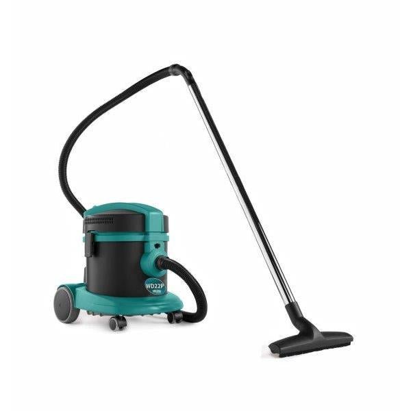 Den kraftfulla Arcora WD 22 P Nan-enheten med en liten behållare från Arcora International GmbH har en teal-svart behållarkropp, en lång flexibel slang, ett förlängningsrör av metall och ett platt bottenfäste. Förpackad i en låda (1 förpackning).