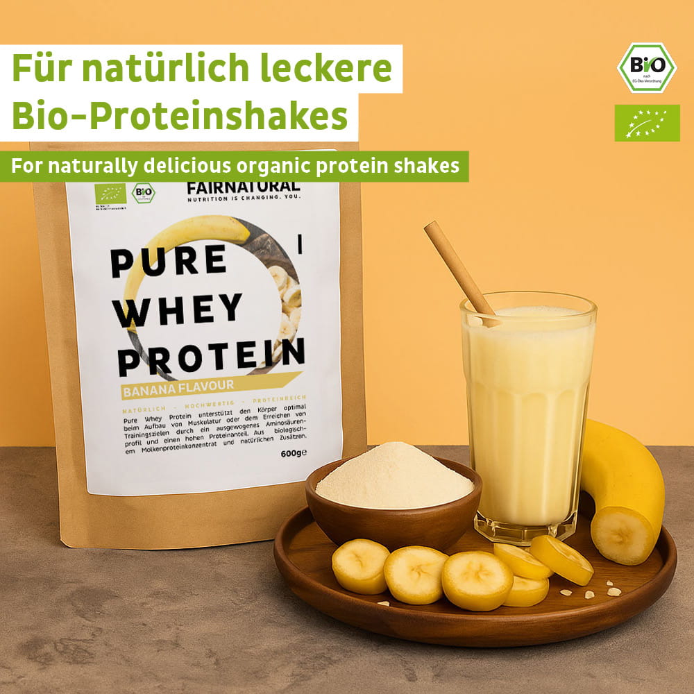 Ekologiskt vassleproteinpulver banan