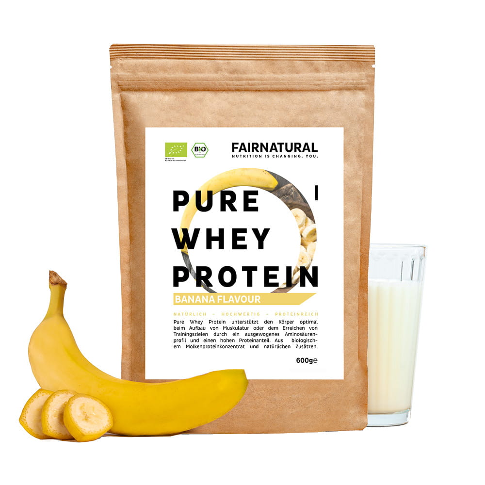 Ekologiskt vassleproteinpulver banan