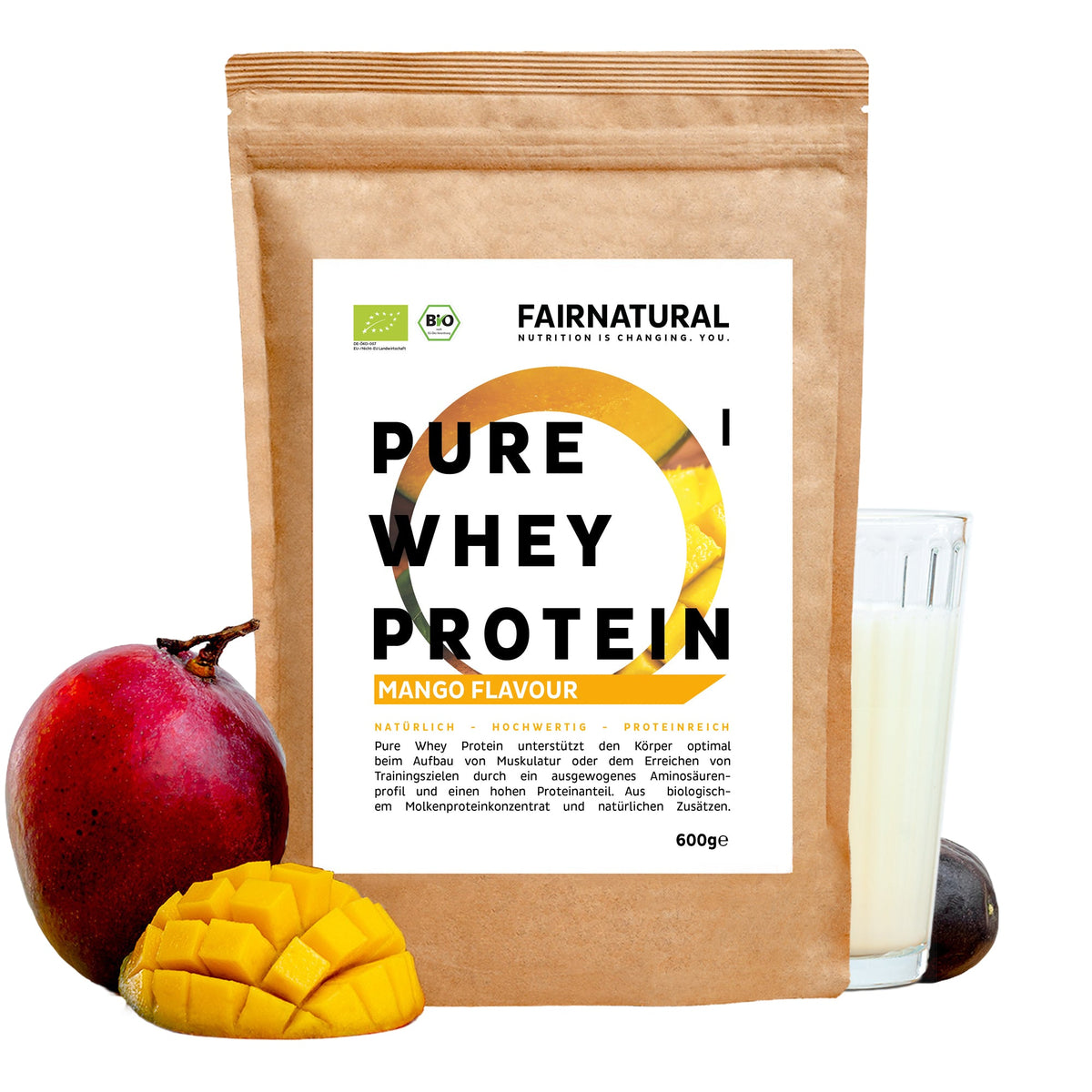 Ekologisk vassleproteinpulver Mango