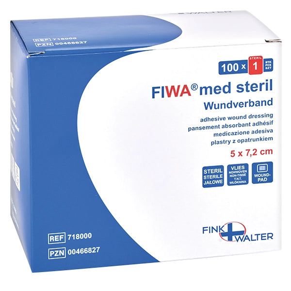 FIWA med steril sårförbandsfleece 5 x 7,2 cm | Förpackning (100 stycken)