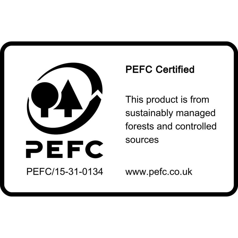 En rektangulär etikett med PEFC-logotyp, "PEFC Certified", nummer SGSCH-PEFC-COC-110078 och "Denna produkt kommer från hållbart förvaltade skogar och kontrollerade källor" - idealisk för Post-it® Notes Gult från 3M, 76 x 76 mm, 12 block/förpackning.