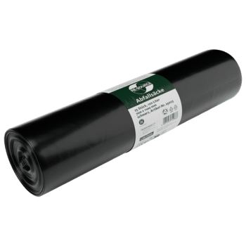 Avbildad är en DEISS 25023 soppåsrulle (700x1100 mm, typ 100 svart, 15 stycken) från EMIL DEISS KG (GmbH + Co.), med vit-grön mittetikett, på ljusgrå bakgrund.