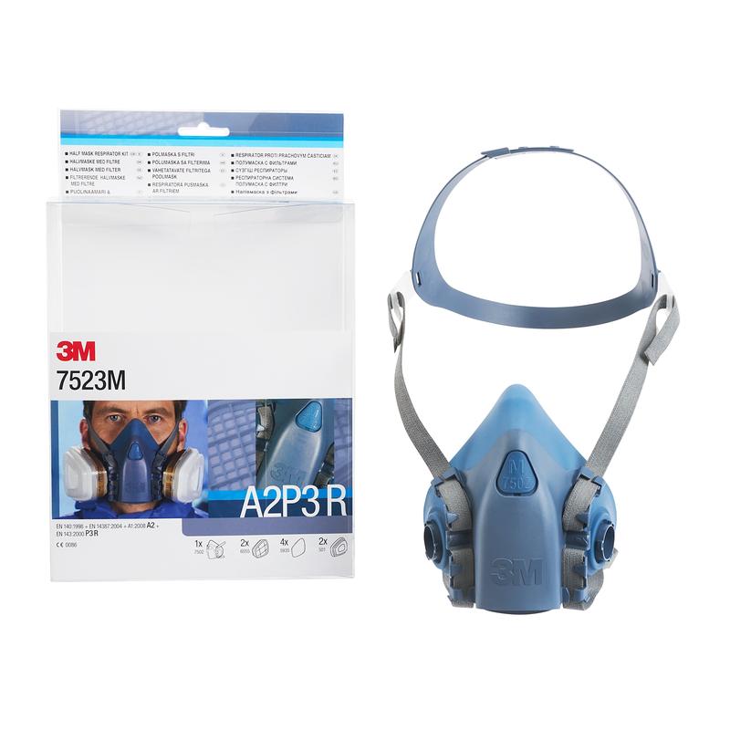 3M™ Andningsskydd Halvmask Set, A2P3 R Filter, Medium Mask, 7523M | Kartong (1 set)