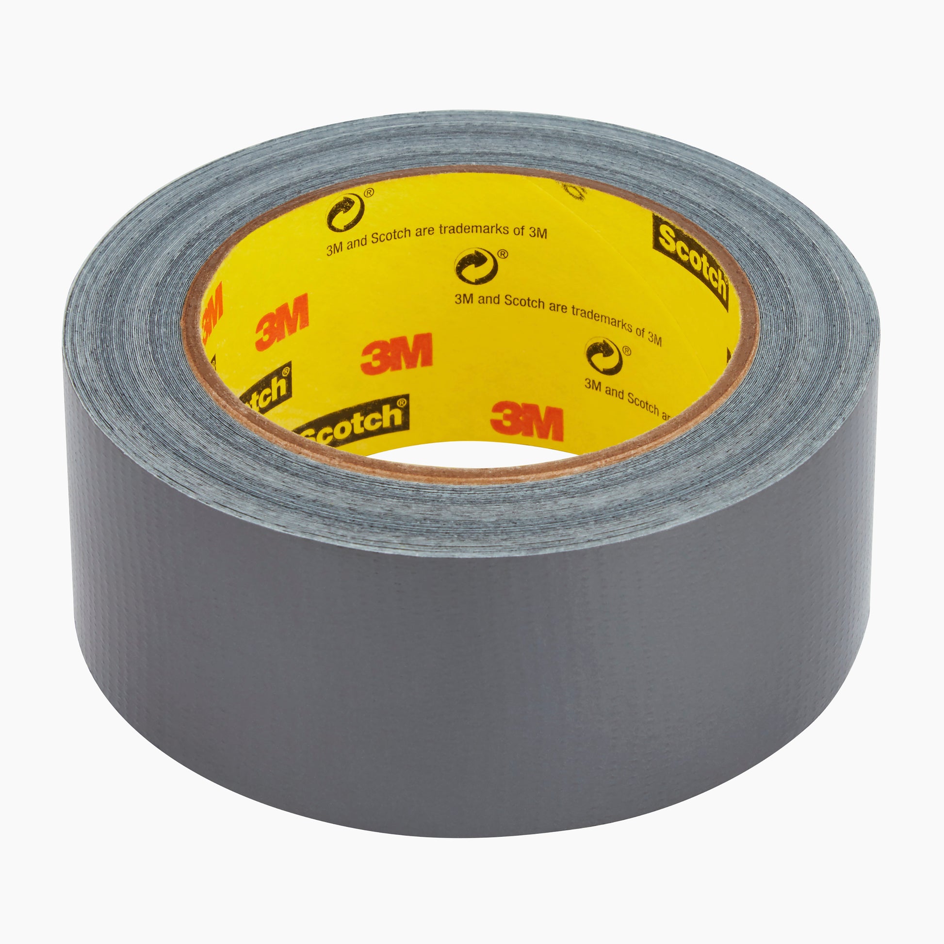 Eine Rolle Scotch® Extremium™ No Residue Hochleistungs-Gewebeklebeband (18,2 m x 48 mm) der 3M Deutschland GmbH mit einem gelben Innenetikett mit 3M- und Scotch-Logos ist auf weißem Hintergrund abgebildet.