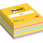 Ein Stapel Post-it® Notes Würfel, Ultra-Farben (76x76 mm, 450 Blatt, 1 Block), von 3M Deutschland GmbH, hat ein gelbes Deckblatt mit dem Post-it Logo - ideal als farbenfroher Notizblock. 100% PEFC zertifiziert (SGSCH-PEFC-COC-110078).