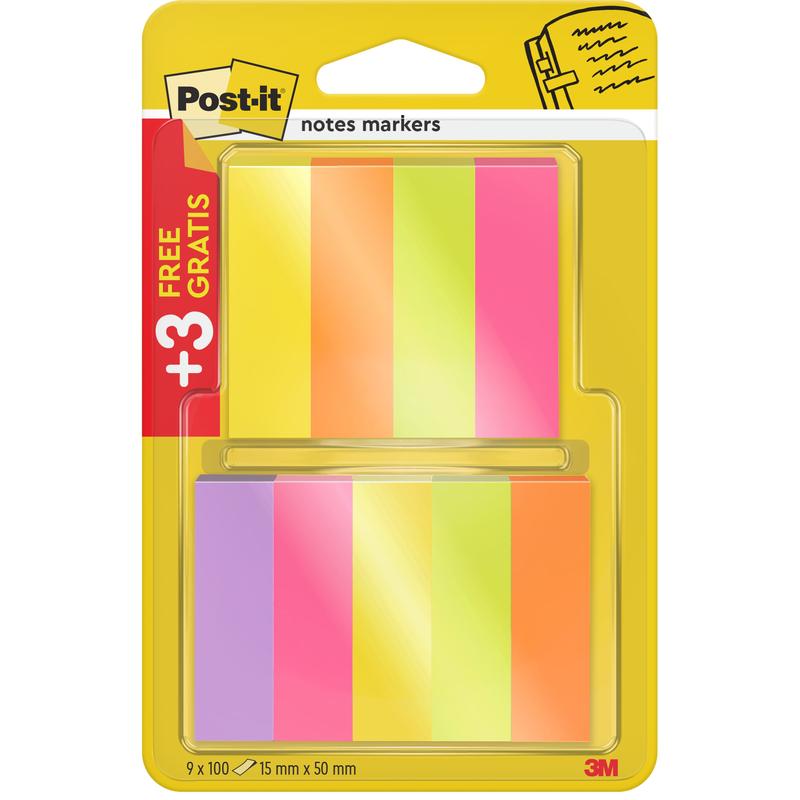Skaffa Post-it® Page Marker från 3M Deutschland GmbH i olika färger (15mm x 50mm, var 100 blad): 6 block plus 3 gratis block per paket. Det övervägande gula paketet innehåller rosa, orange, gula och gröna sidmarkörer. PEFC-certifierad.