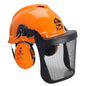 3M™ Forestry Combination, G3000 skyddshjälm i orange, H31 hörselkåpor, FH1-fäste och 5C Mesh Visir, KWF, G3000MOR31FH15C FPA | Förpackning (1 st)