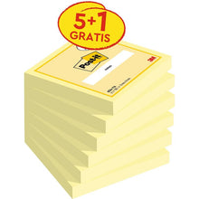 Post-it®-lappar, gula, 76 mm x 76 mm, kampanj, 100 ark/dyna, 5 block + 1 gratis/pack, 100 % PEFC, SGSCH-PEFC-COC-110078 | Förpackning (6 stycken)