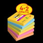 Post-it® Super Sticky Notes, Carnival Collection, 76 mm x 76 mm, Kampanj, 90 ark/block, 4 block + 2 gratis/pack, 100 % PEFC, SGSCH-PEFC-COC-110078 | Förpackning (6 stycken)