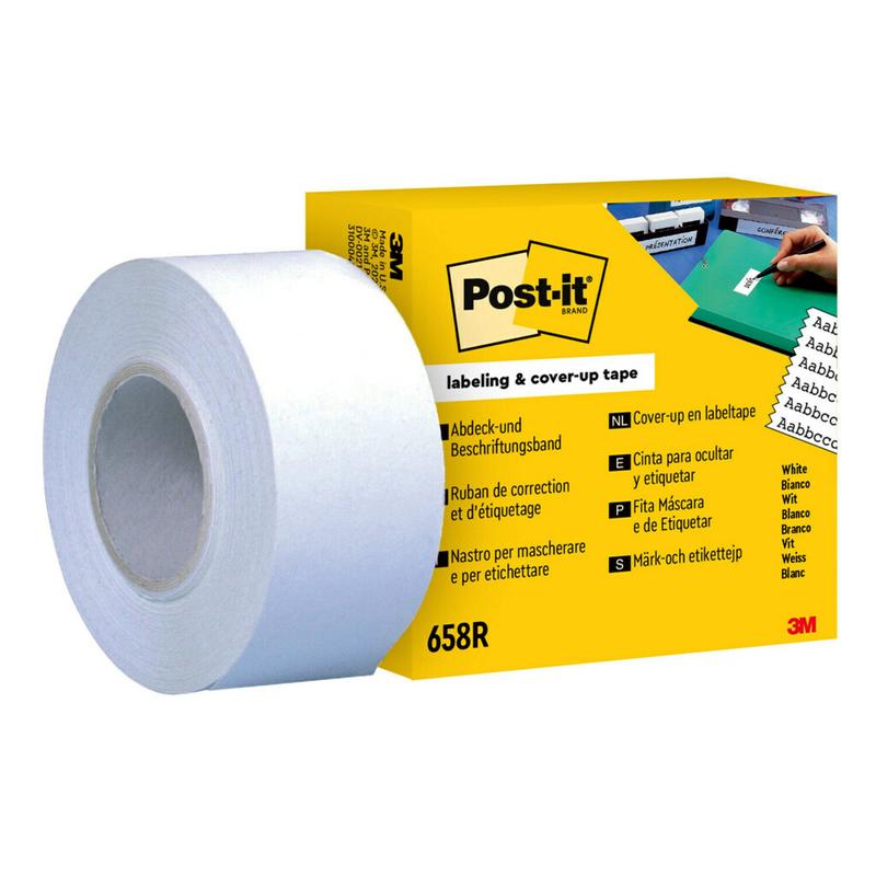 Post-it® maskeringstejp 658R, 25,4 mm x 17,7 m, vit, 1 rulle | Förpackning (1 rulle)