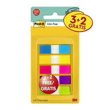 Post-it® Index självhäftande remsor, mini, olika färger, 11,9 mm x 43,2 mm, kampanj, 60 självhäftande remsor + 40 gratis/dispenser, 1 dispenser/pack | Förpackning (5 stycken)