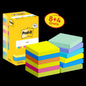 Post-it®-lappar, Energetic Collection, 76 mm x 76 mm, Kampanj, 90 ark/dyna, 8 block + 4 gratis/pack, kartongförpackning, 100 % PEFC, SGSCH-PEFC-COC-110078 | Förpackning (12 stycken)