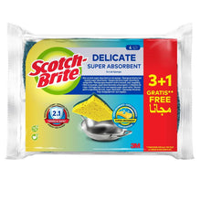 Scotch-Brite® Delikat icke-repor rengöringssvamp av naturfiber, 3 + 1 st. | Förpackning (4 stycken)