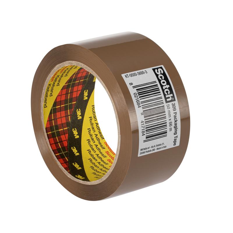 Scotch® PP förpackningstejp 309, brun, 50 mm x 66, 0,05 mm | Förpackning (1 rulle)