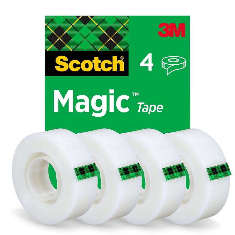 Scotch® Magic™ Invisible Tape 8-1933-4S, 19 mm x 33 m, 4 rullar/förpackning | Förpackning (4 rullar)