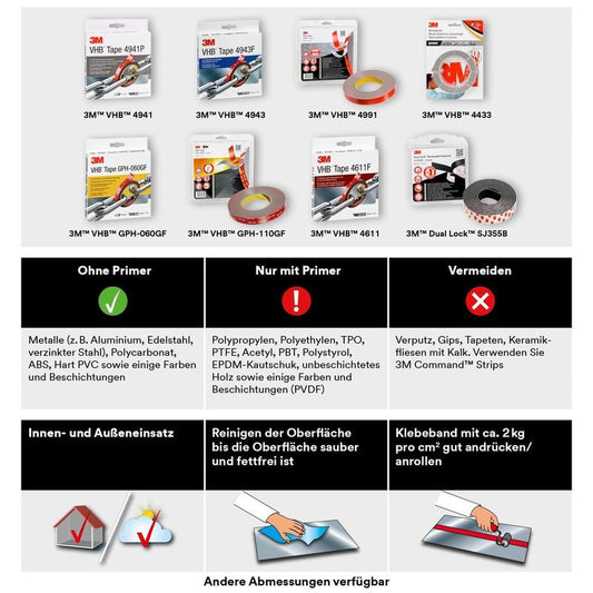 3M™ VHB™ Tape 4941 Grå - Högpresterande självhäftande tejp